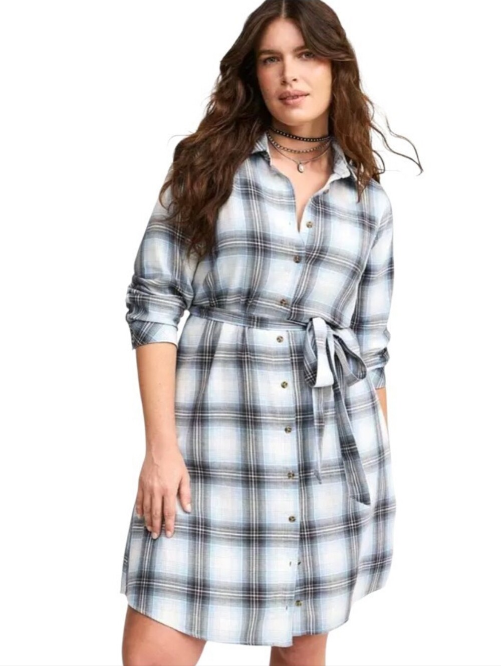 Torrid Long Sleeve Button Front Shirt Dress